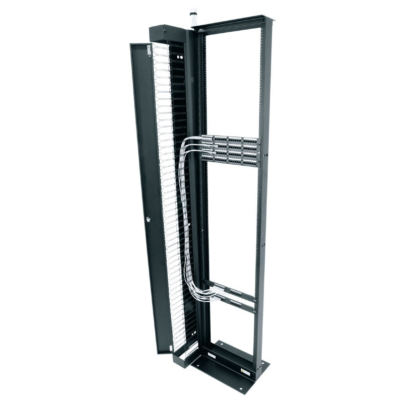 Middle Atlantic Steel Wire Cable Duct VCD-10-51-SC, open-frame equipment rack with wire cable basket