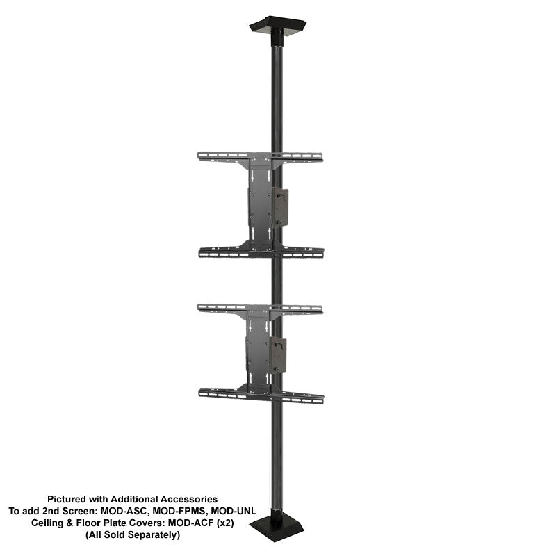 Peerless-AV Mod Series Floor-to-Ceiling TV Mount Kit MOD-FCSKIT300-B, triple-display ceiling mount front view