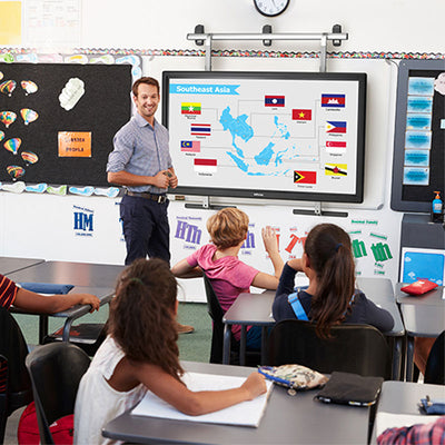 Chief Over-the-Whiteboard Interactive Display Mount OB1U, interactive display mount installed in classroom