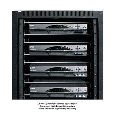 Middle Atlantic Open Clamp Shelf OCAP-3, rack-mounted receivers installed in equipment cabinet