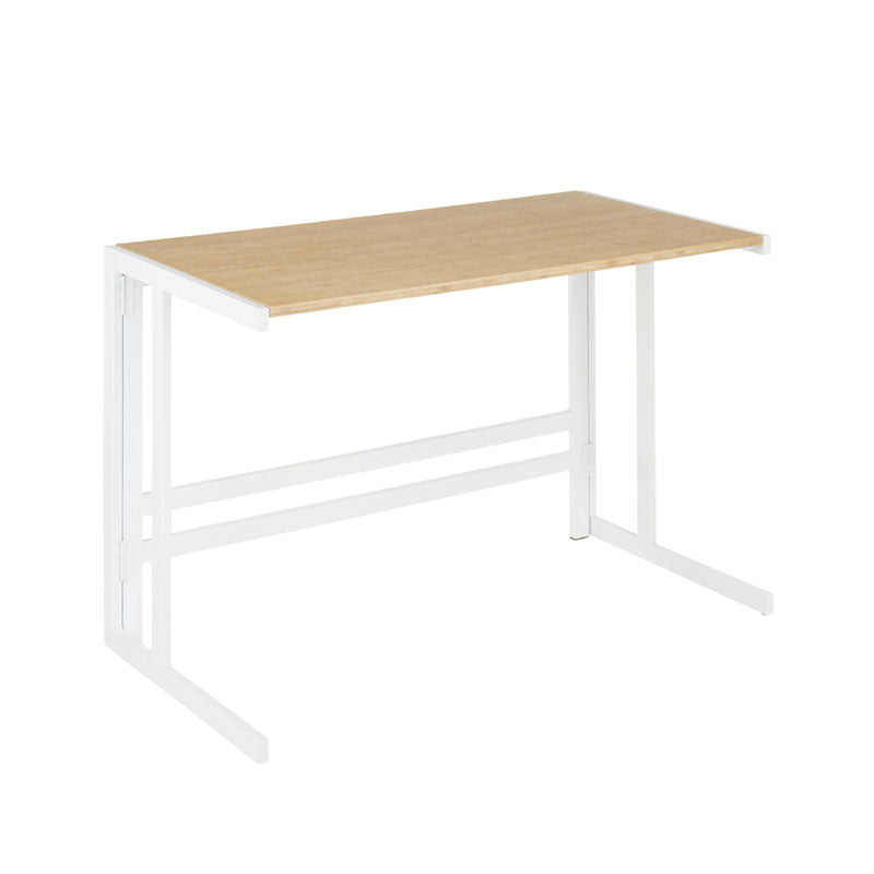 LumiSource Roman Office Desk (White, Natural Wood) OFD-ROMAN WNA