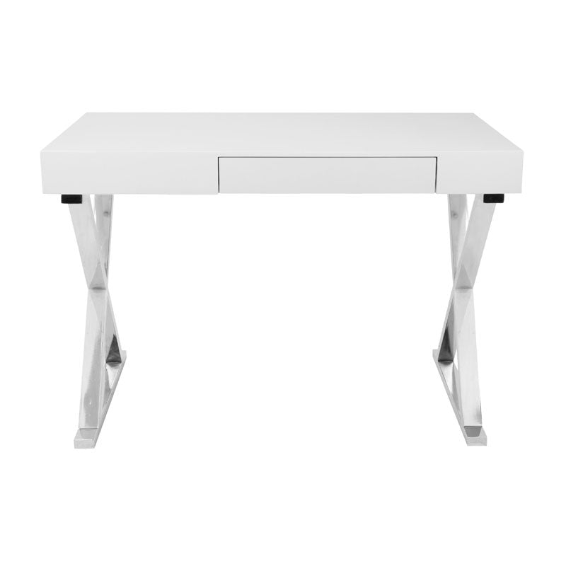 LumiSource Luster Desk with Storage Drawer OFD-TM-LSTR W, writing desk drawer fronts