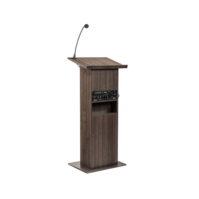 Oklahoma Sound Power Plus Lectern 111PLS-RW/LWM-7, multimedia lectern rear three-quarter view