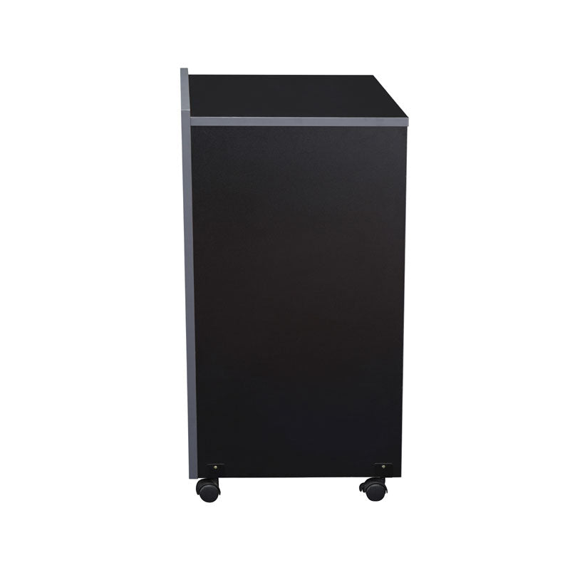 Oklahoma Sound AV Cart or Lectern Base 112-BK, black rolling lectern side view