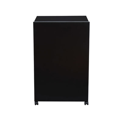 Oklahoma Sound AV Cart or Lectern Base 112-BK, black rolling lectern rear view