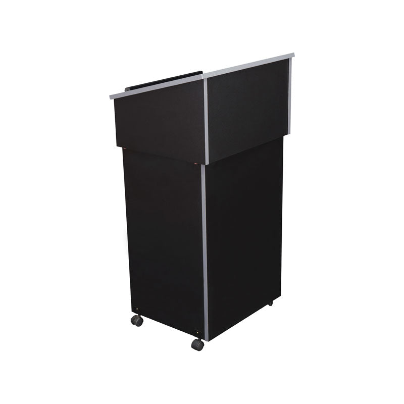 Oklahoma Sound Lectern Base Tabletop Combo 22/112-BK, multimedia lectern front three-quarter view