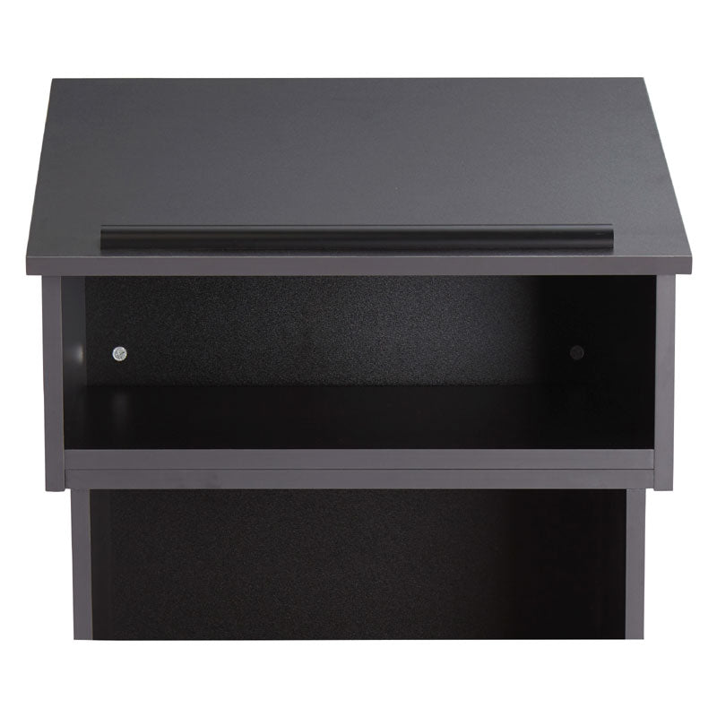 Oklahoma Sound Lectern Base Tabletop Combo 22/112-BK, multimedia lectern sloped top and equipment shelf detail