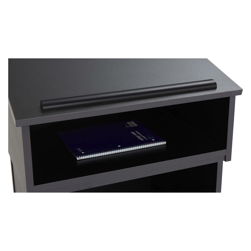 Oklahoma Sound Lectern Base Tabletop Combo 22/112-BK, multimedia lectern sloped top with notebook shelf