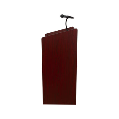 Oklahoma Sound Aristocrat Sound Lectern M6010-MY/LWM-7, wood presentation lectern in a side view