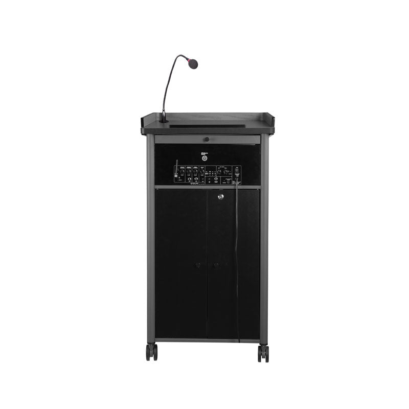 Oklahoma Sound Greystone Lectern MGSL-S/LWM-7, multimedia lectern rear view