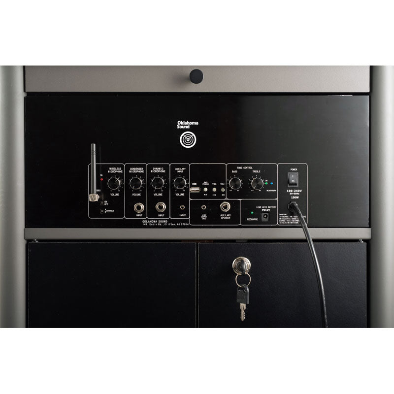 Oklahoma Sound Greystone Lectern MGSL-S/LWM-7, multimedia lectern control panel detail