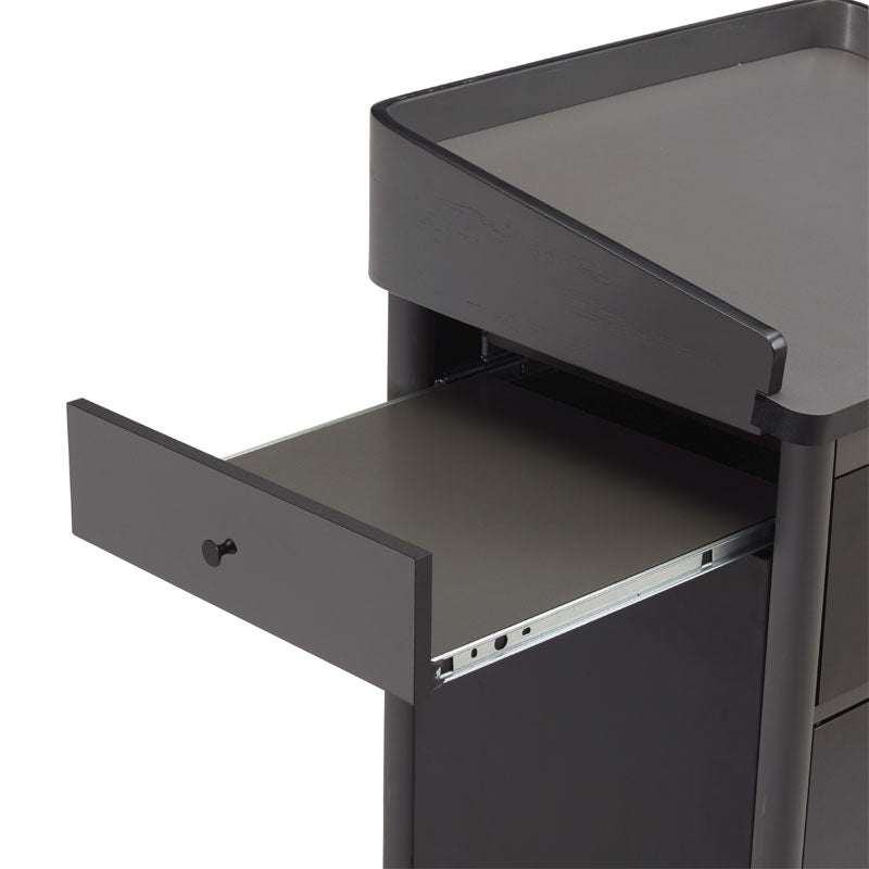 Oklahoma Sound Greystone Lectern MGSL-S/LWM-7, multimedia lectern drawer open