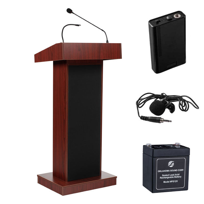 Oklahoma Sound Orator Lectern (Battery, Clip-On, Mahogany) M800X-MY/LWM-6