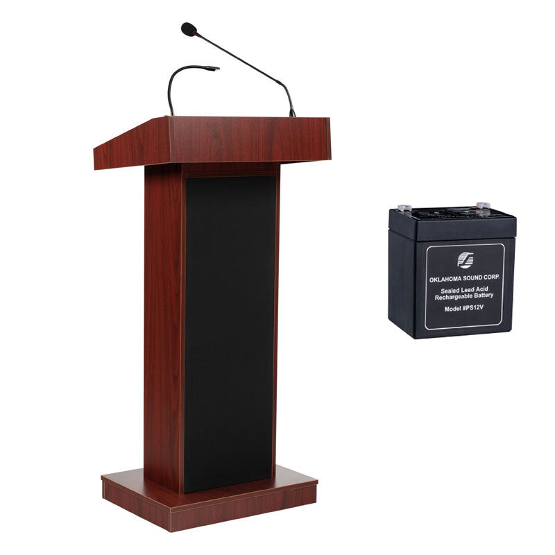 Oklahoma Sound Orator Lectern (Battery, Wired Clip-On, Mahogany) M800X-MY