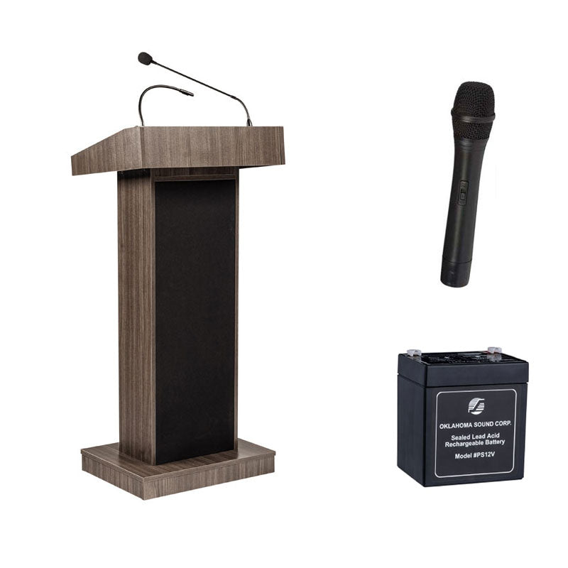 Oklahoma Sound Orator Lectern (Batt, Handheld, Ribbonwood) M800X-RW/LWM-5