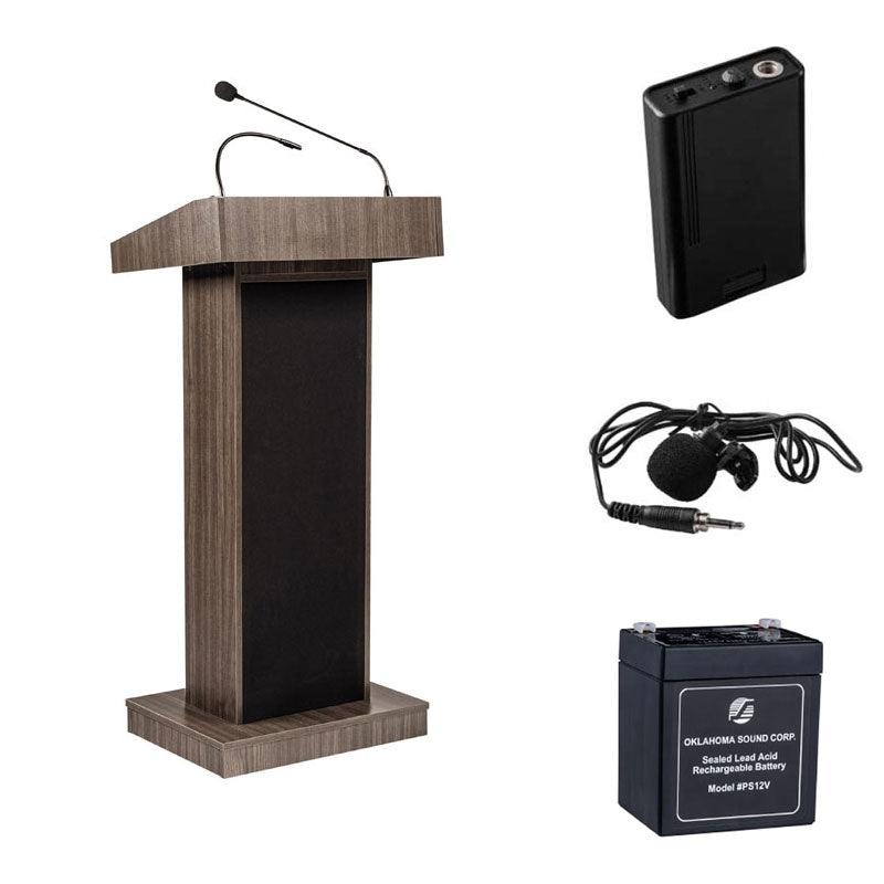 Oklahoma Sound Orator Lectern (Batt, Clip-On, Ribbonwood) M800X-RW/LWM-6