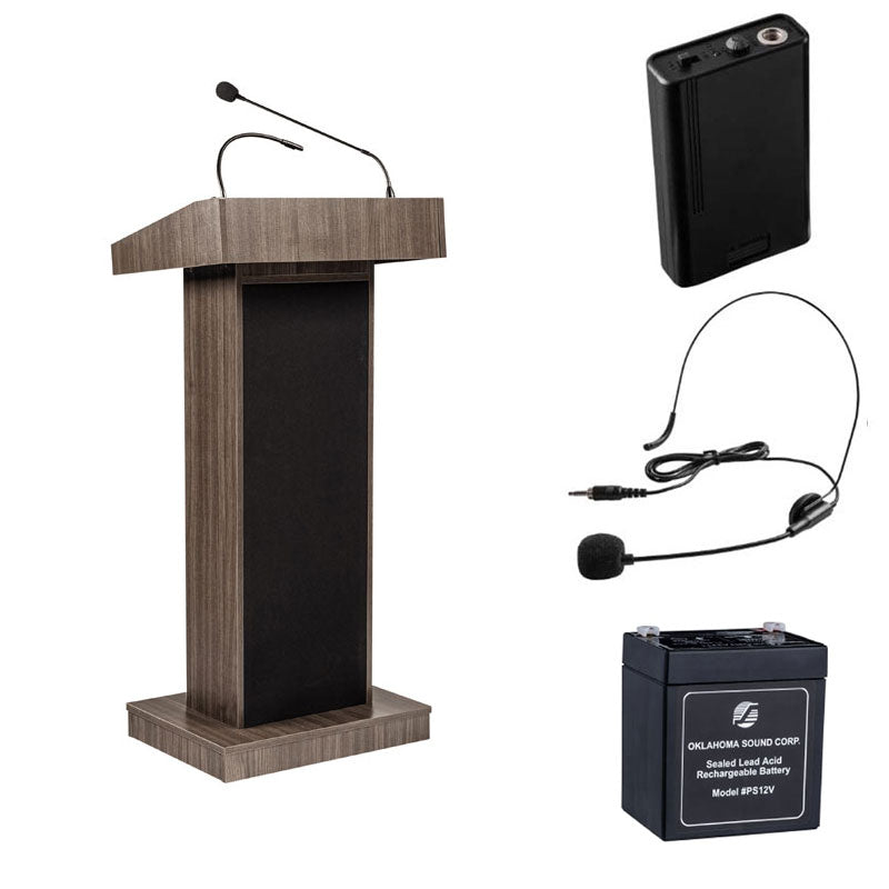 Oklahoma Sound Orator Lectern (Batt, Headset, Ribbonwood) M800X-RW/LWM-7