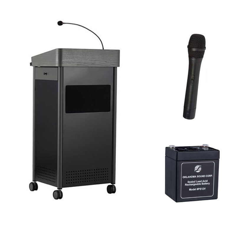 Oklahoma Sound Greystone Lectern (Batt, Speaker, Handheld Mic) MGSL-S/LWM-5