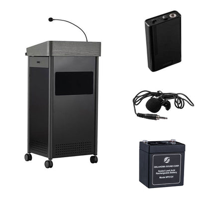 Oklahoma Sound Greystone Lectern (Batt, Speaker, Clip-On Mic) MGSL-S/LWM-6