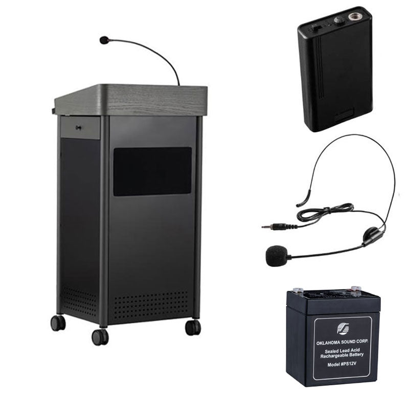 Oklahoma Sound Greystone Lectern (Batt, Speaker, Headset Mic) MGSL-S/LWM-7