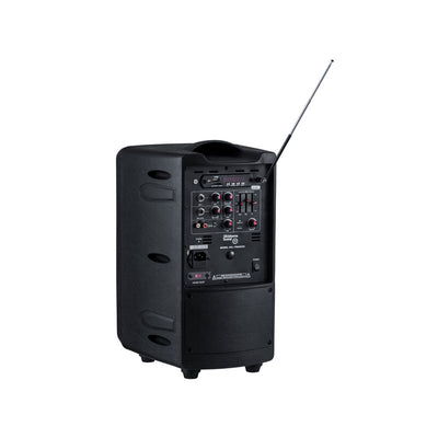 Oklahoma Sound 40 Watt Wireless PA System PRA-8000/PRA8-7, portable PA speaker rear three-quarter view