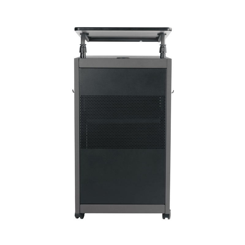 Oklahoma Sound Teacher's WorkPod Lectern TWPL, mobile presentation cart ventilated rear panel