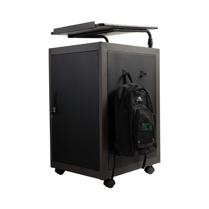 Oklahoma Sound Teacher's WorkPod Lectern TWPL, mobile presentation cart side storage hooks