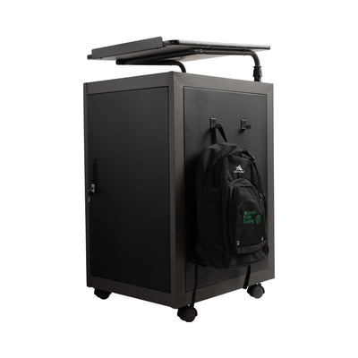 Oklahoma Sound Teacher's WorkPod Lectern TWPL, mobile presentation cart side storage hooks