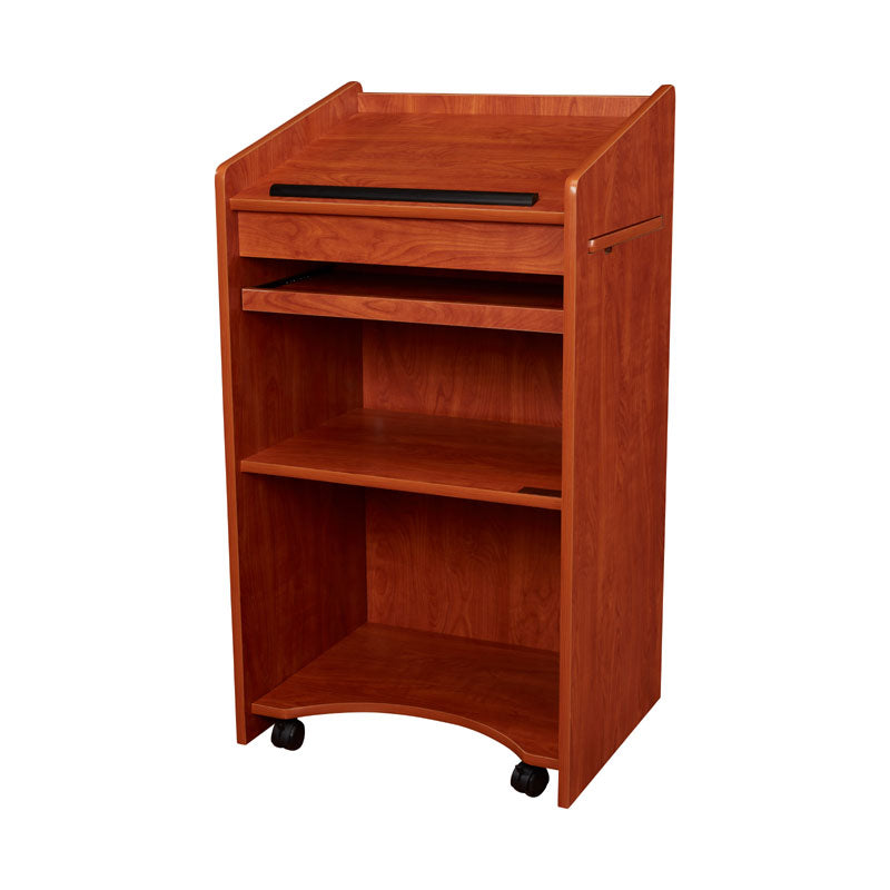Oklahoma Sound Aristocrat Non-Sound Lectern 600-CH, multimedia lectern left three-quarter view