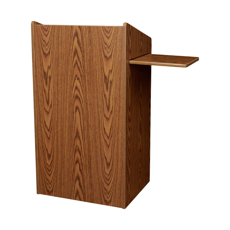 Oklahoma Sound Aristocrat Non-Sound Lectern 600-MO, wood lectern side view with pull-out shelf