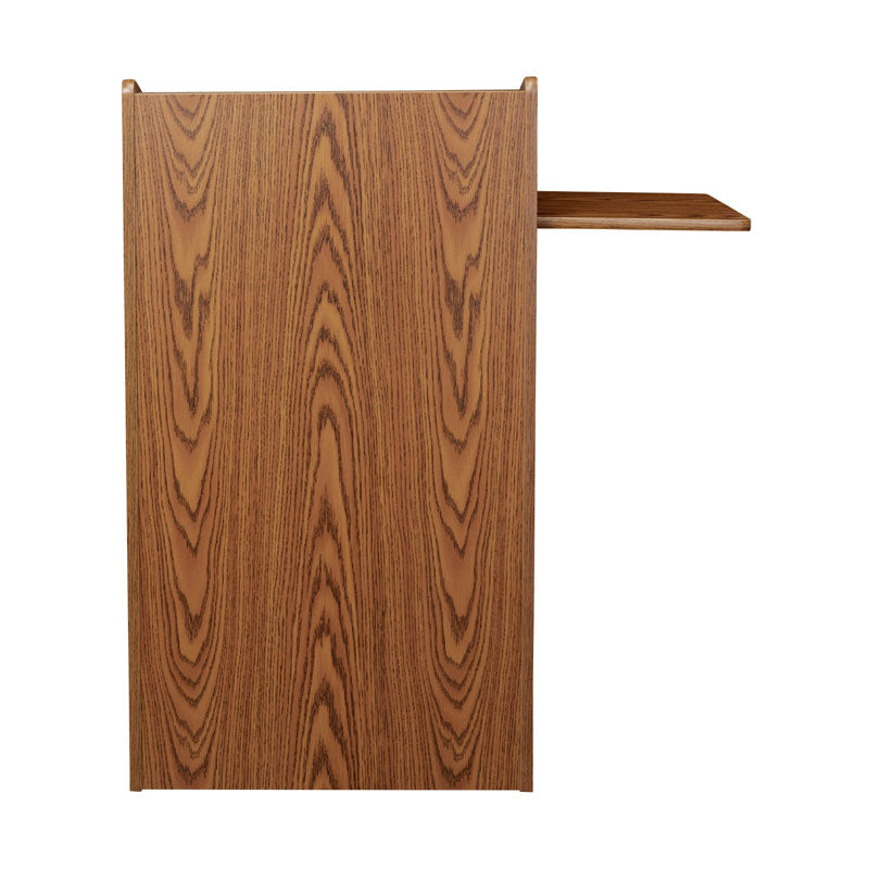 Oklahoma Sound Aristocrat Non-Sound Lectern 600-MO, wood lectern rear view with pull-out shelf