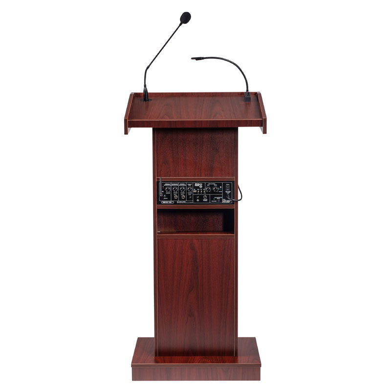 Oklahoma Sound Orator Lectern M800X-MY/LWM-7, wood lectern rear view