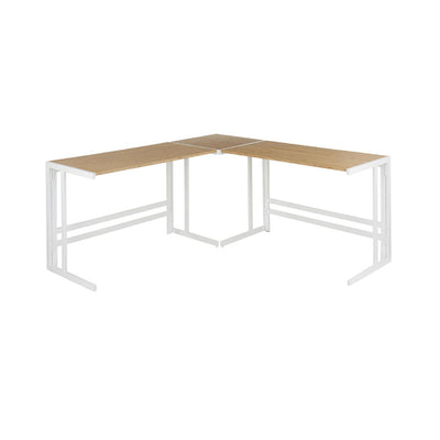 LumiSource Roman Office Desk Set (White, Natural Wood) OS-ROMAN3 WNA