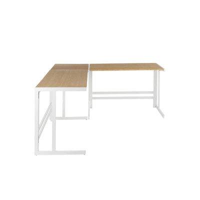 LumiSource Roman Office Desk Set OS-ROMAN3 WNA, L-shaped corner desk in a front view