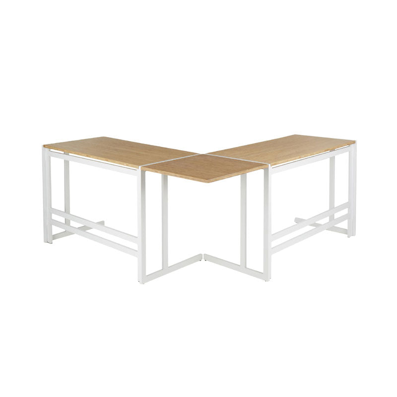 LumiSource Roman Office Desk Set OS-ROMAN3 WNA, L-shaped corner desk in a front three-quarter view