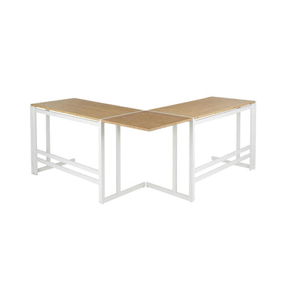LumiSource Roman Office Desk Set OS-ROMAN3 WNA, L-shaped corner desk in a front three-quarter view