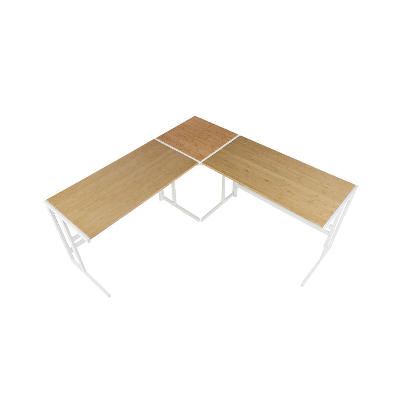 LumiSource Roman Office Desk Set OS-ROMAN3 WNA, L-shaped corner desk in a top view