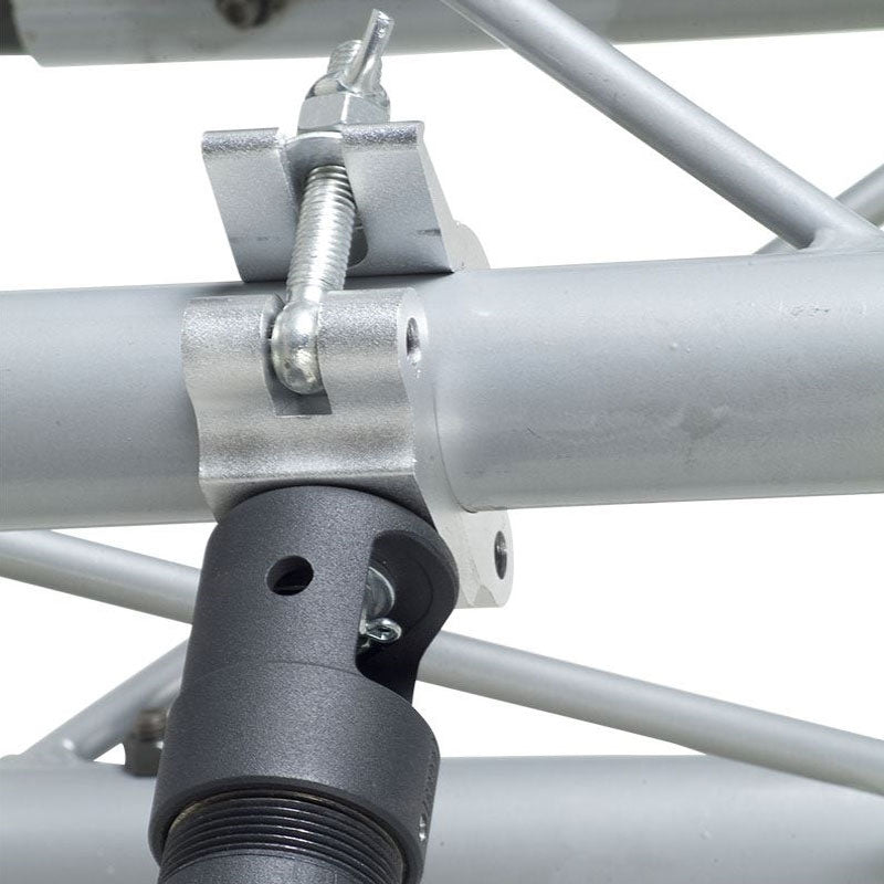 Premier Mounts Cheesebrough Pipe Adapter PCC-1-1-2, lighting clamp installed on truss