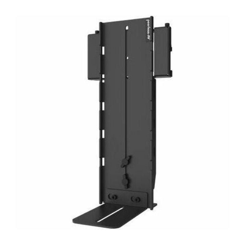 Peerless-AV Video Conferencing Bar Mount ACC-STSVCB, floor stand vertical support and base in a rear three-quarter view
