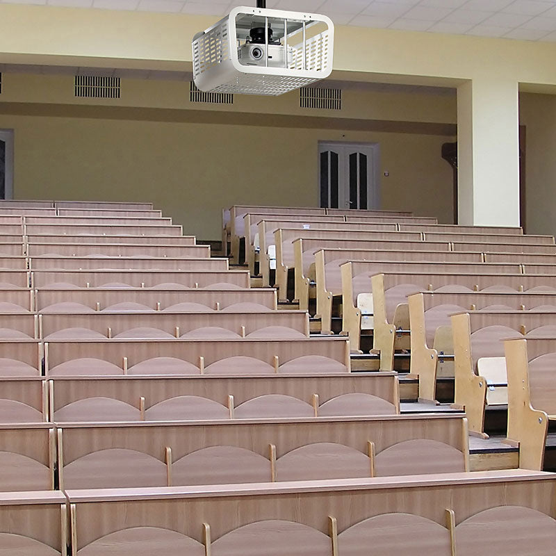 Peerless-AV Projector Security Enclosure PE1120-W, projector security cage installed in lecture hall