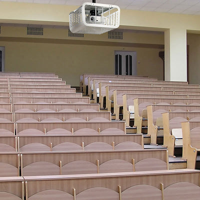 Peerless-AV Projector Security Enclosure PE1120-W, projector security cage installed in lecture hall