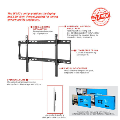 Peerless-AV SmartMount Large Flat TV Mount SF650P, flat display wall mount features graphic