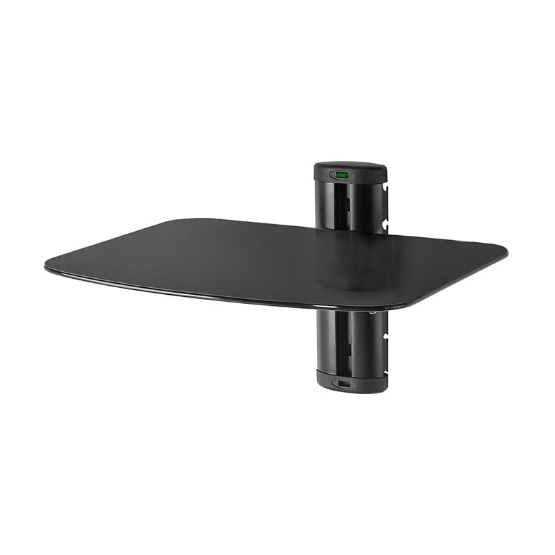 Peerless-AV Single Audio Video Glass Wall Shelf ACCSH200, black accessory shelf with column clamp