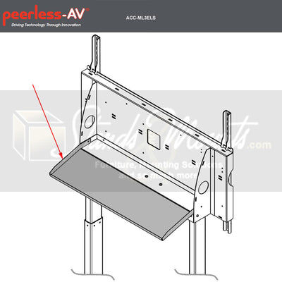 Peerless-AV Keyboard Shelf Accessory ACC-ML3ELS, media shelf accessory mounted below a display bracket
