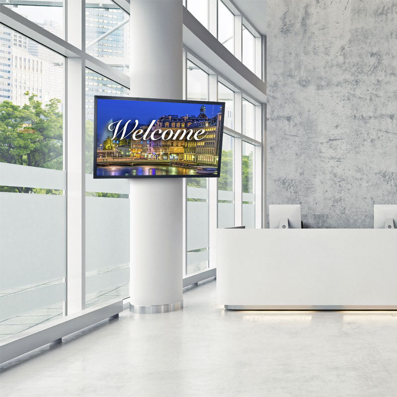 Peerless-AV Round Column Display Mount CMAL, floor display stand installed in lobby