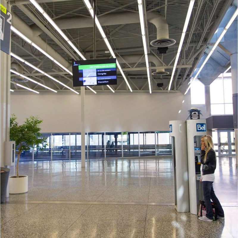 Peerless-AV SmartMount TV Ceiling Mount DST995, ceiling-mounted digital signage in airport
