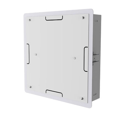 Peerless-AV In-wall Box Cover IB14X14C-W, white in-wall media enclosure rear three-quarter view