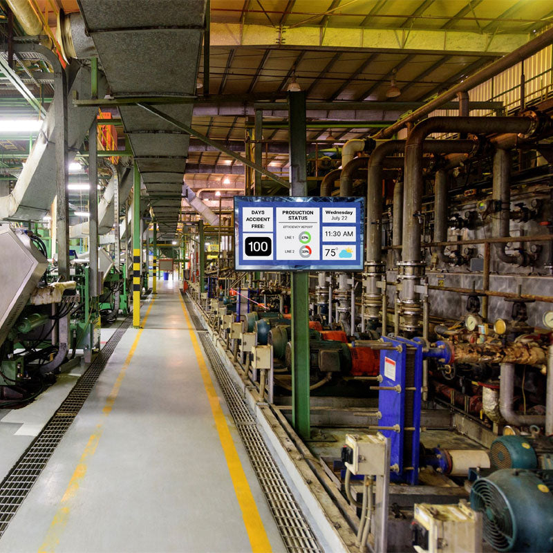 Peerless-AV Medium Vertical I-Beam Adapter IMAM, installed display in industrial facility