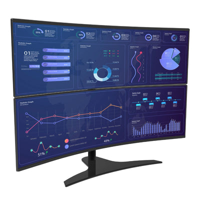 Peerless-AV Desktop Stand LCT650SD, stacked dual-monitor desk stand installed