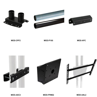Peerless-AV Floor-to-Ceiling TV Mount Kit Bundle MOD-FC2BUNDLE-B, modular mounting components overview